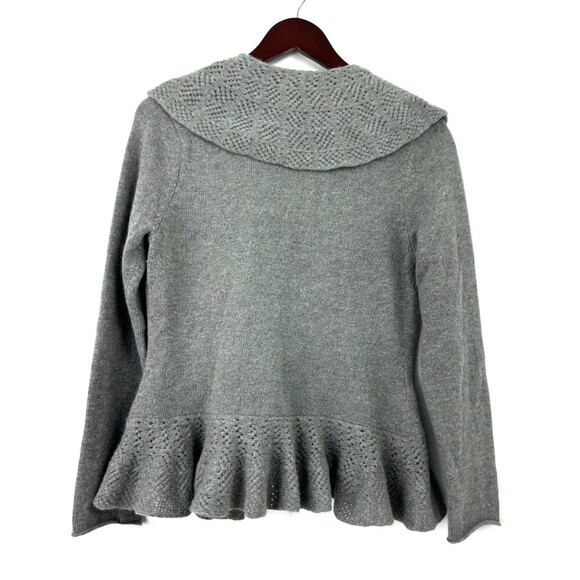 FWM Fennwright Manson Gray Wool Sweater Cardigan Peplum Wrap Womens Sz M 1101R4 - Picture 6 of 12